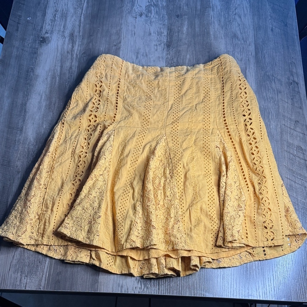 Free People Cottagecore Yellow Lace Midi Skirt